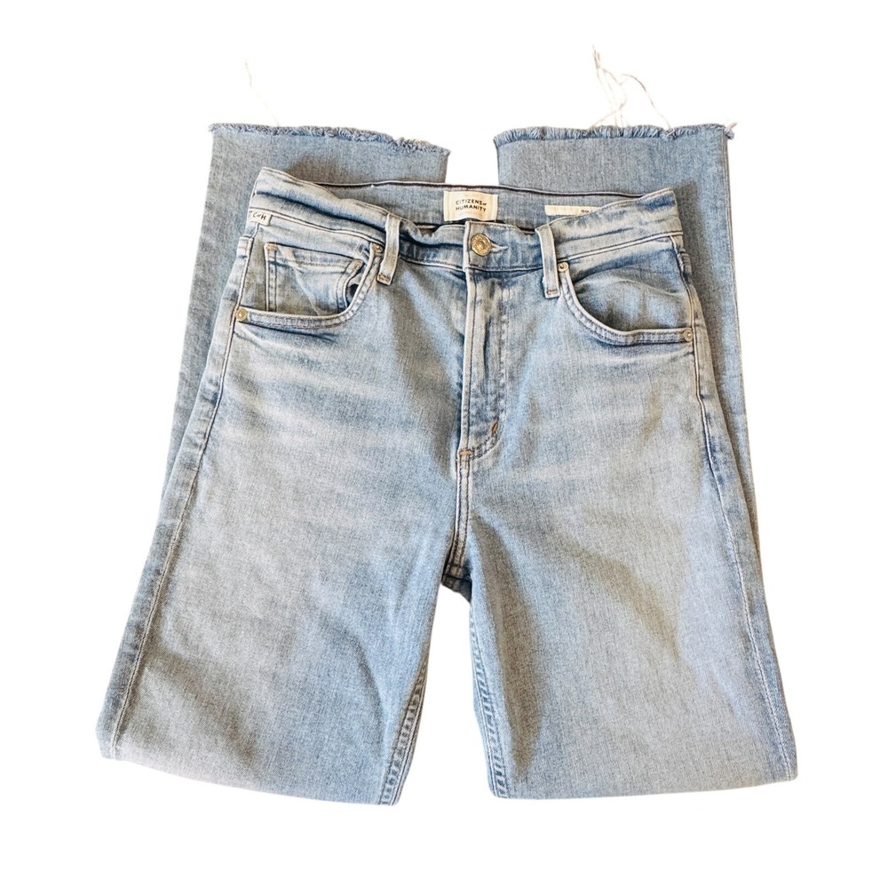 Citizens of Humanity Isola Premium Vintage Light Wash Denim 26 USA Made Raw Hem